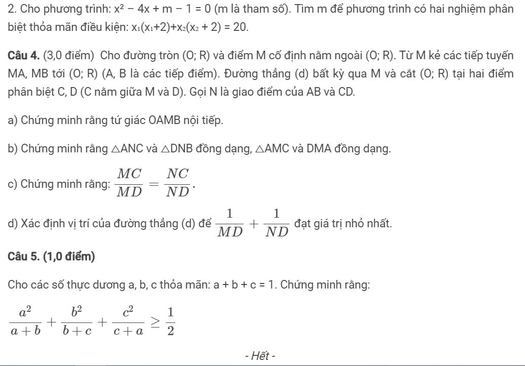 Đề thi thử vào 10 môn Toán 
