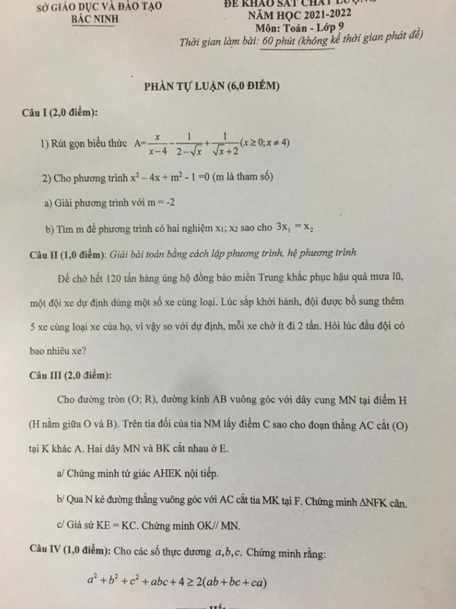Đề thi thử vào lớp 10 môn Toán