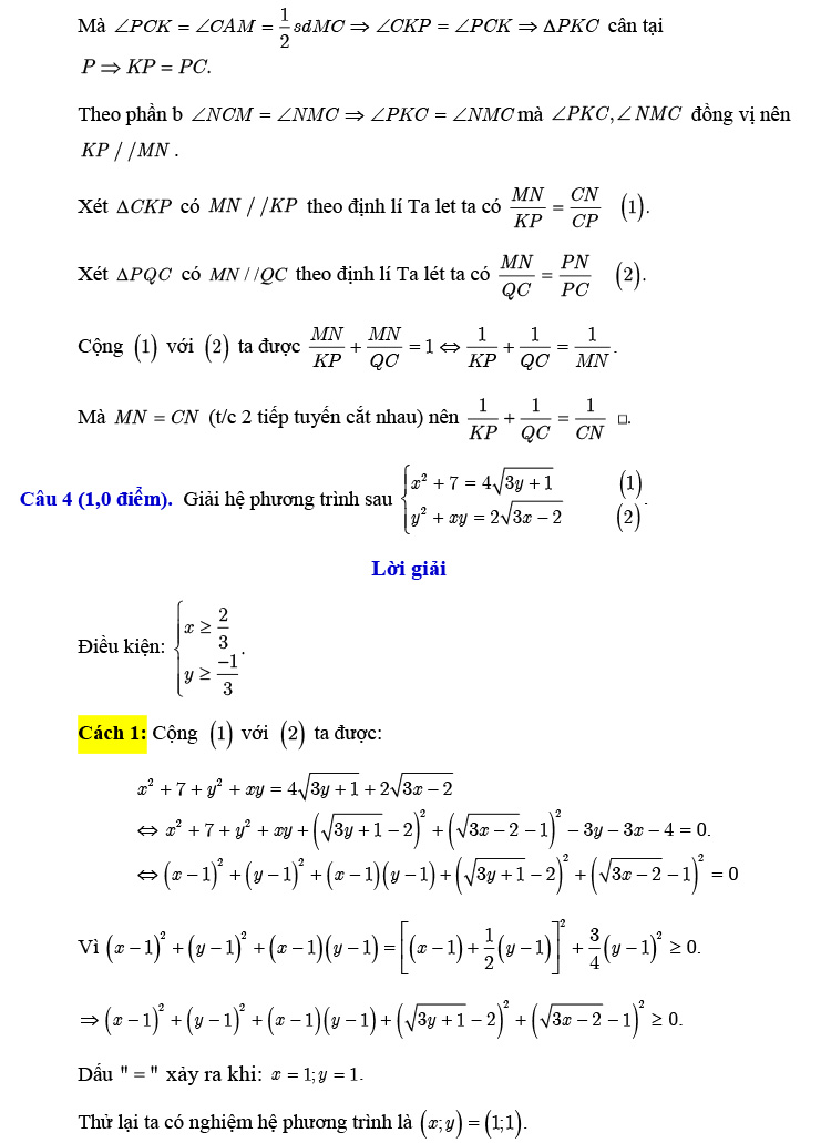Đề thi thử vào 10 môn Toán