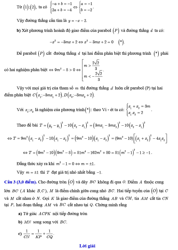 Đề thi thử vào 10 môn Toán
