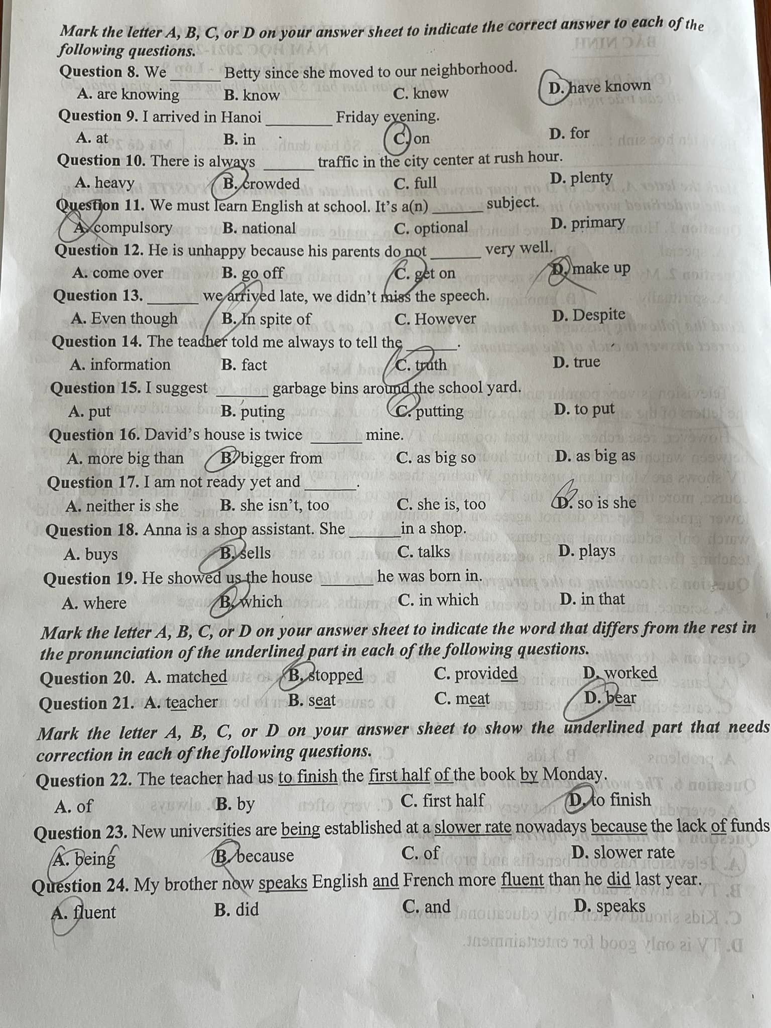 Đề thi học kì 2 tiếng Anh 9