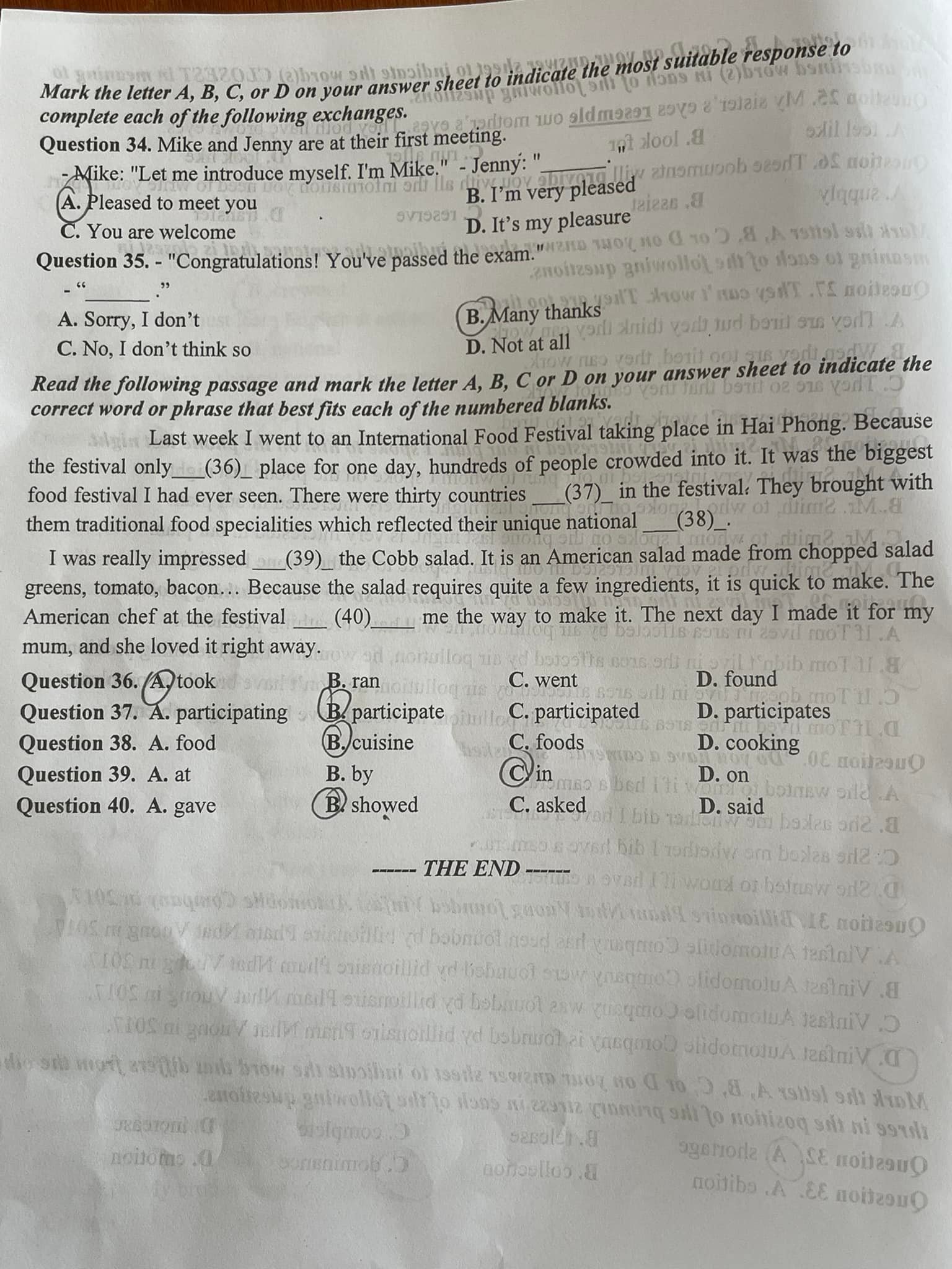 Đề thi học kì 2 tiếng Anh 9