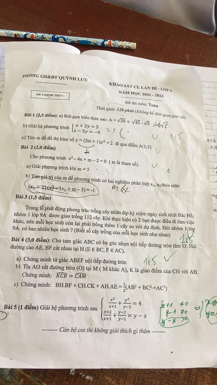 Đề thi thử môn Toán 9 lên 10