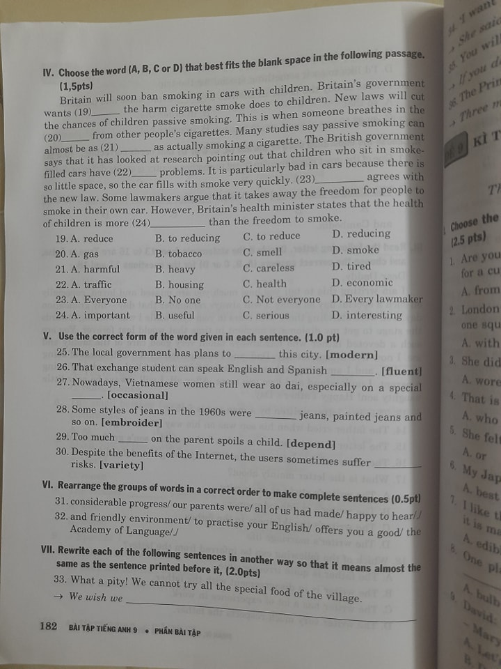 Đề ôn thi Tiếng Anh vào lớp 10