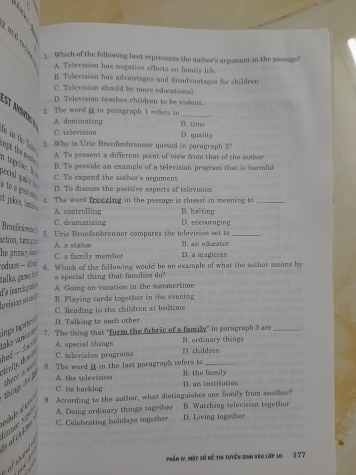Đề ôn thi Tiếng Anh vào lớp 10