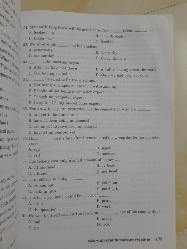 Đề ôn thi Tiếng Anh vào lớp 10