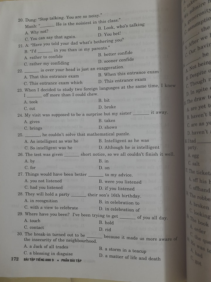 Đề ôn thi Tiếng Anh vào lớp 10