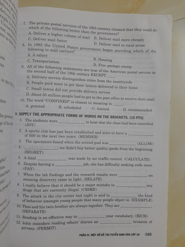 Đề ôn thi Tiếng Anh vào lớp 10