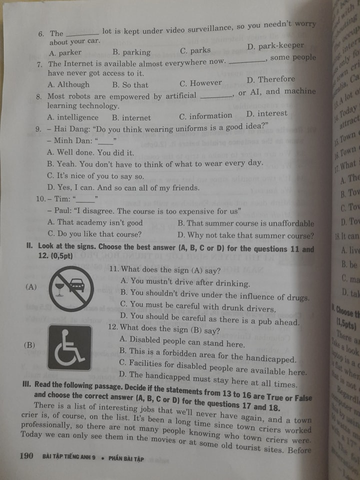 Đề ôn thi Tiếng Anh vào lớp 10