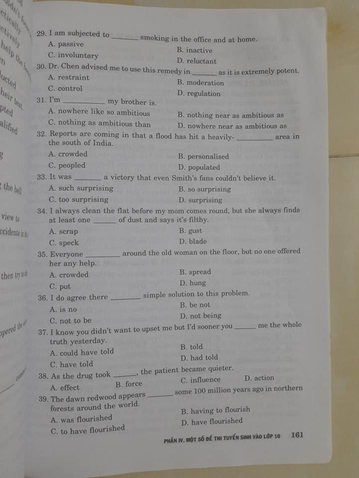 Đề ôn thi Tiếng Anh vào lớp 10