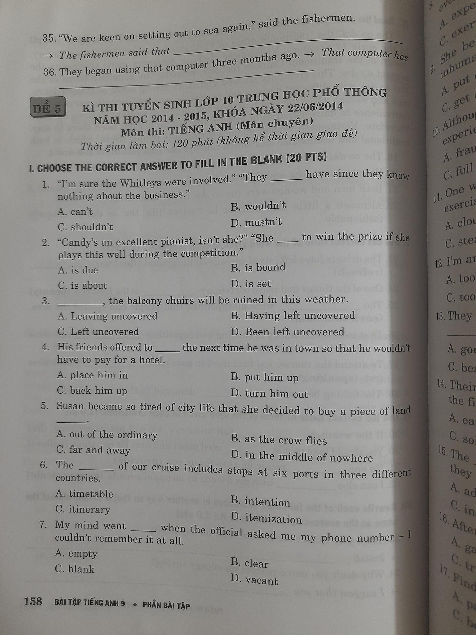 Đề ôn thi Tiếng Anh vào lớp 10