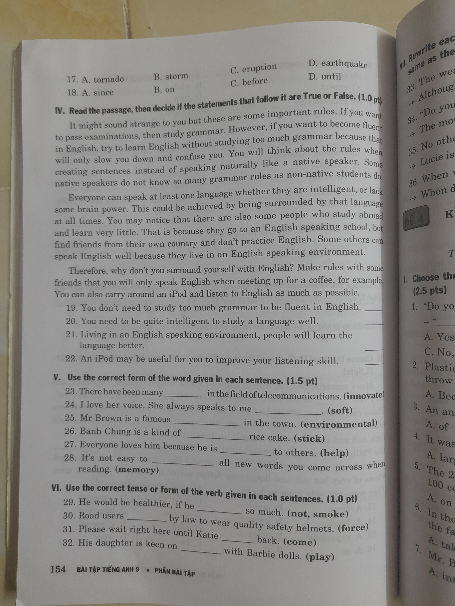 Đề ôn thi Tiếng Anh vào lớp 10