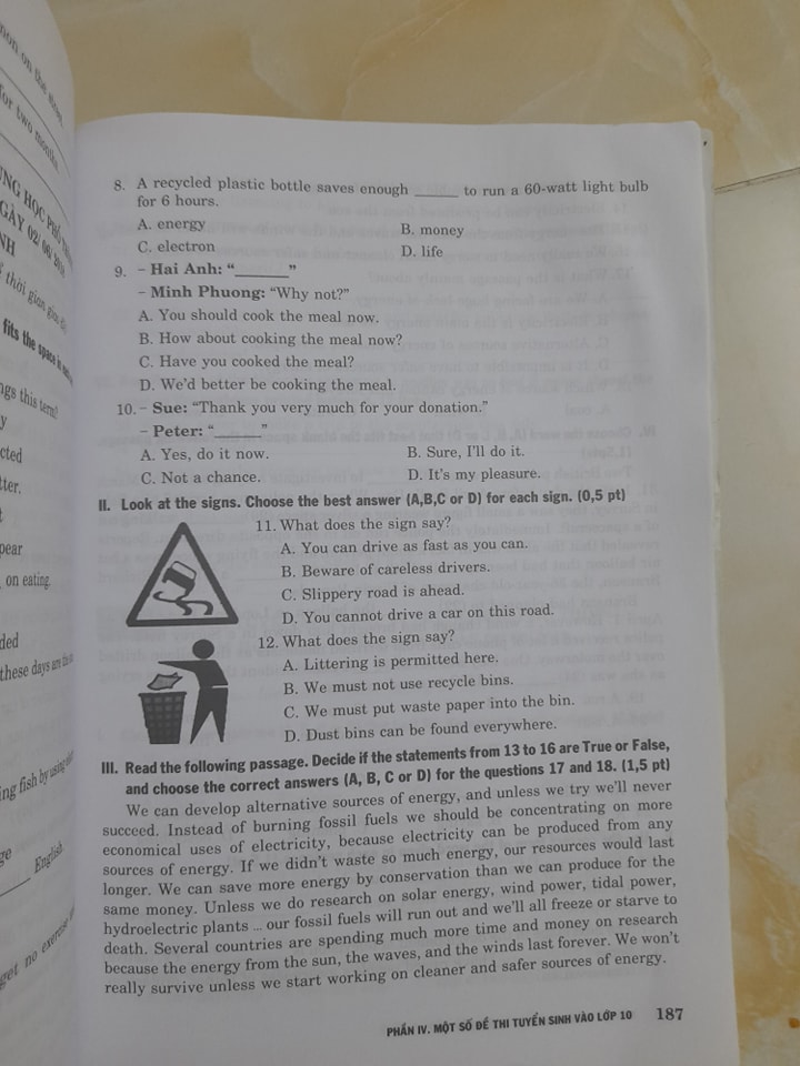 Đề ôn thi Tiếng Anh vào lớp 10