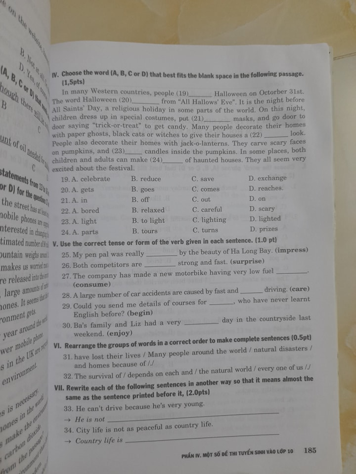 Đề ôn thi Tiếng Anh vào lớp 10