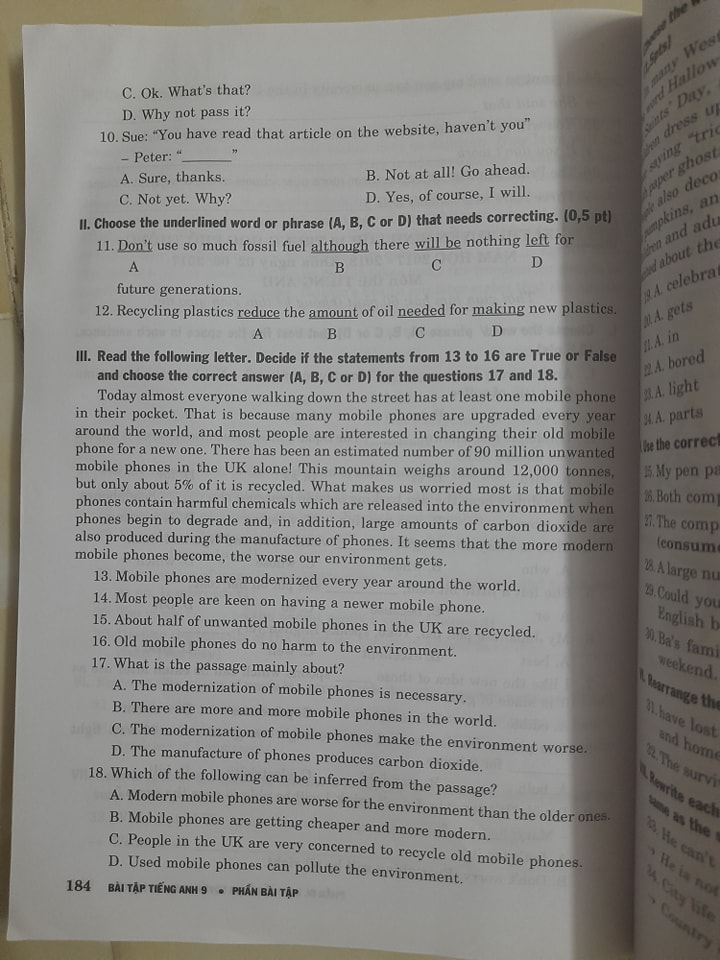 Đề ôn thi Tiếng Anh vào lớp 10
