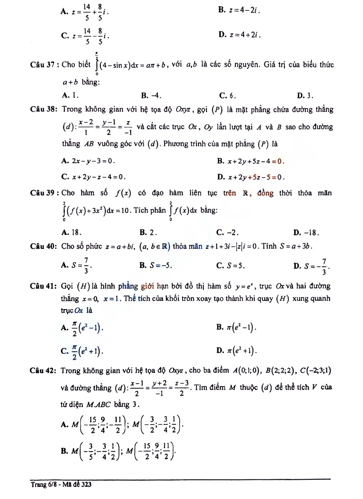 Đề thi học kì 2 Toán 12 Sở GD&ĐT Tỉnh Lâm Đồng năm 2021 - 2022
