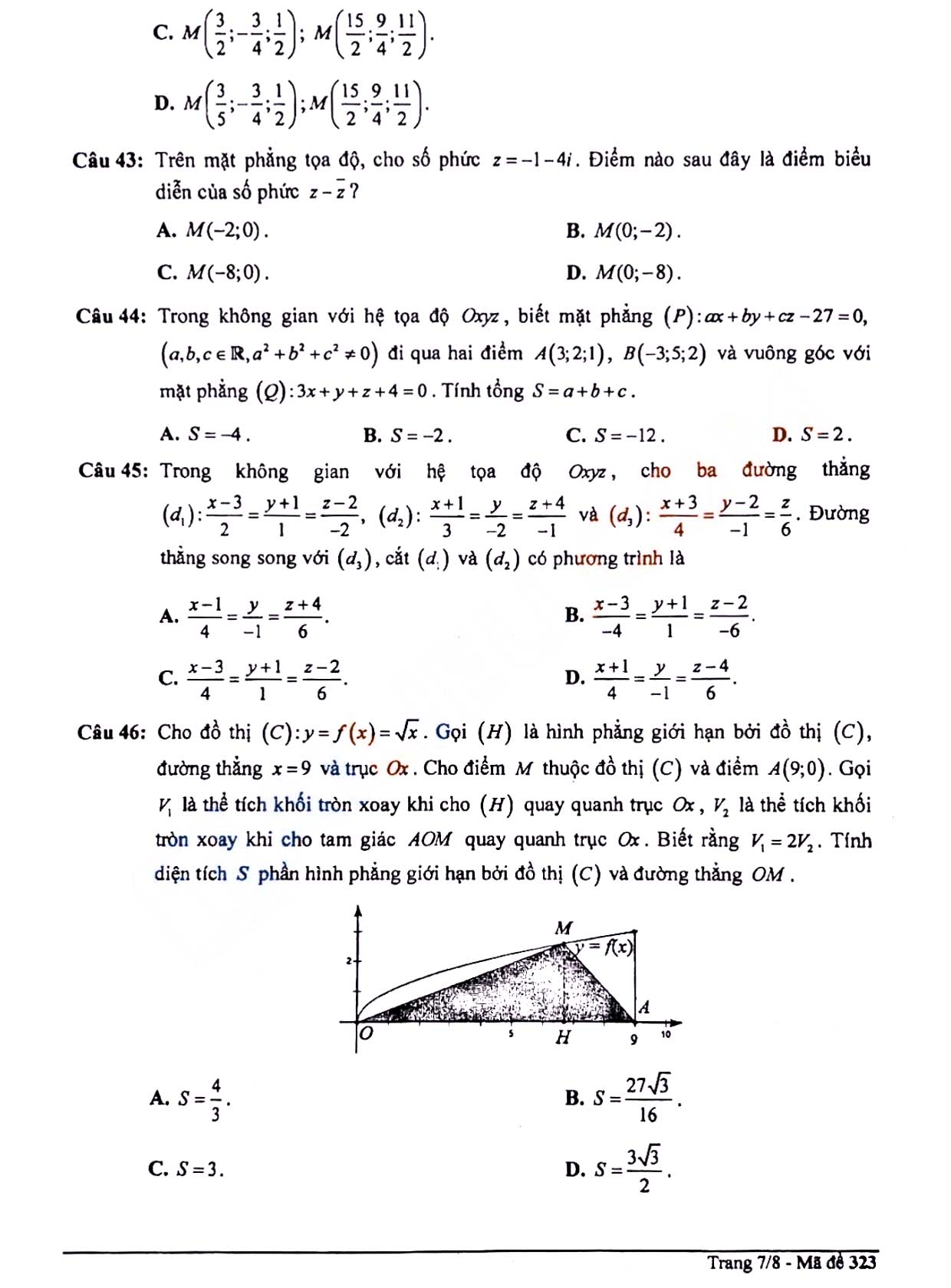 Đề thi học kì 2 Toán 12 Sở GD&ĐT Tỉnh Lâm Đồng năm 2021 - 2022