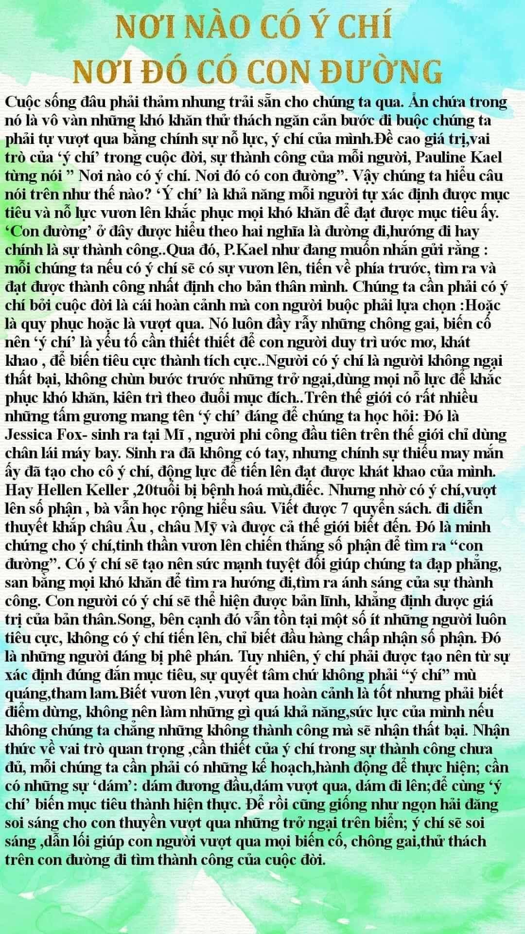 Đoạn văn nghị luận 200 chữ lớp 9