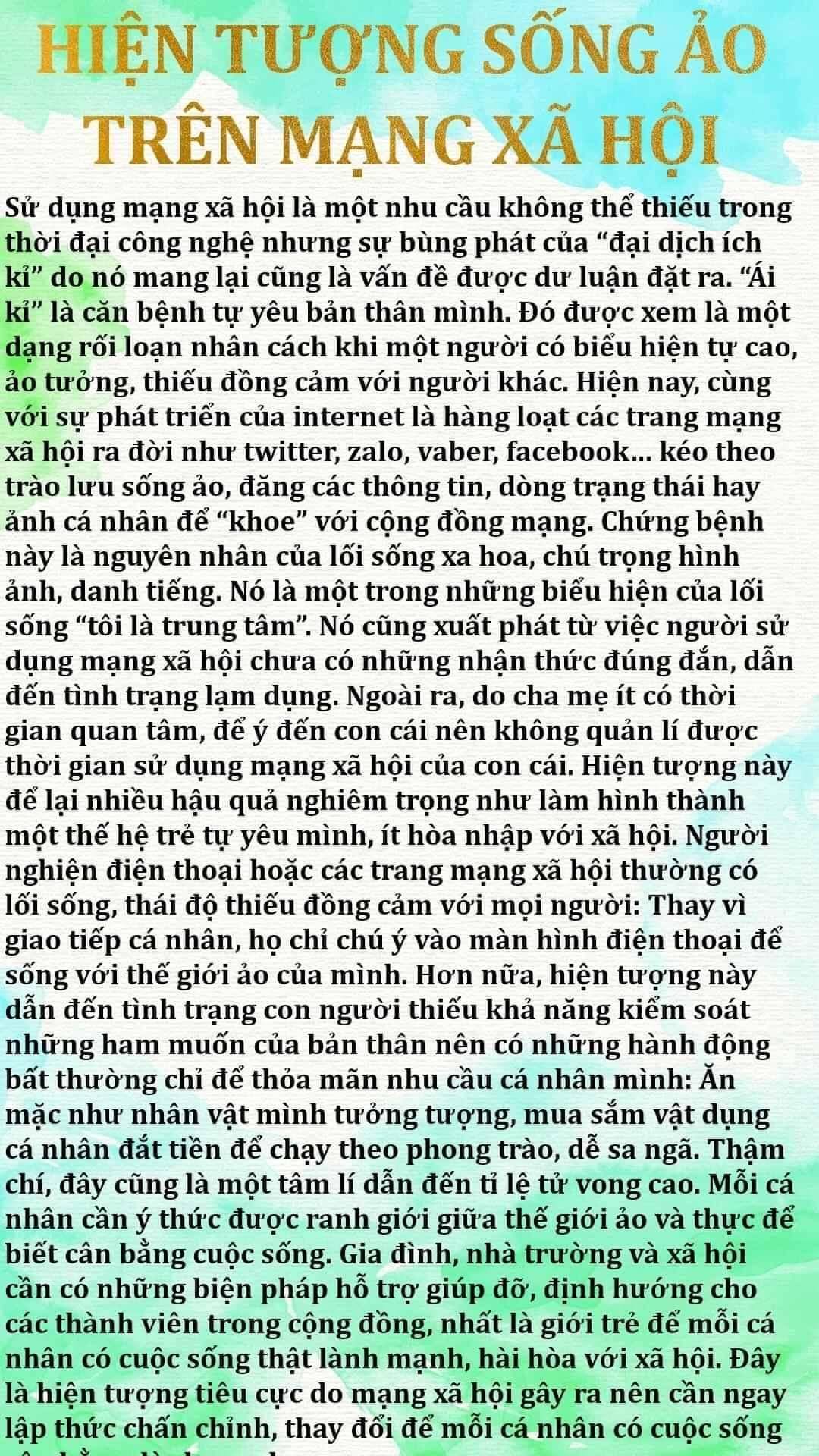 Đoạn văn nghị luận 200 chữ lớp 9