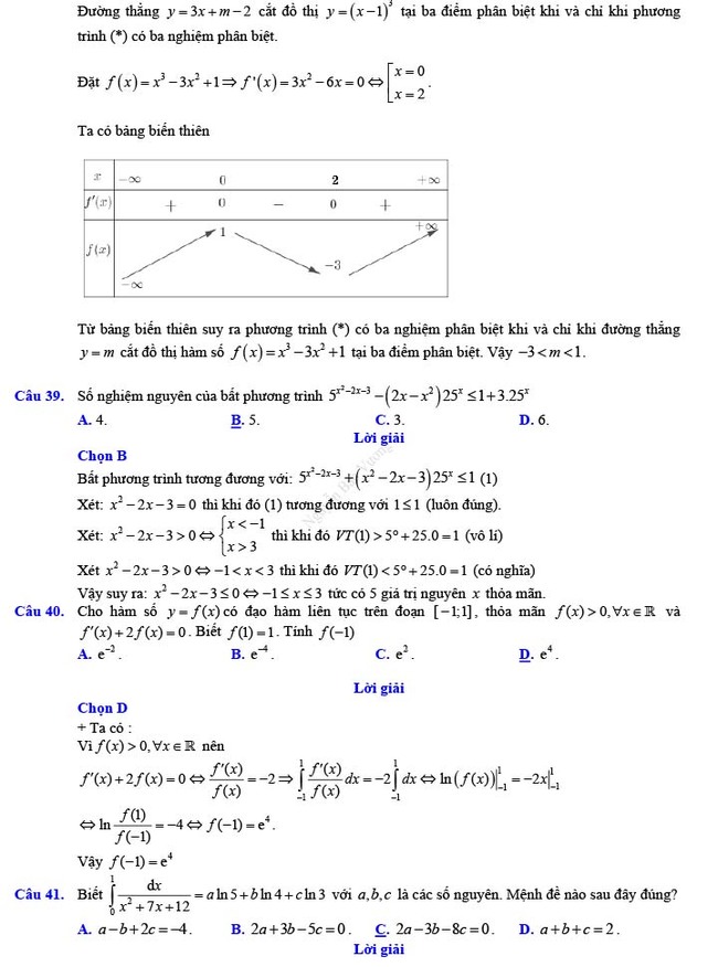 Đề thi thử THPT Quốc gia 2022 môn Toán Đề số 25