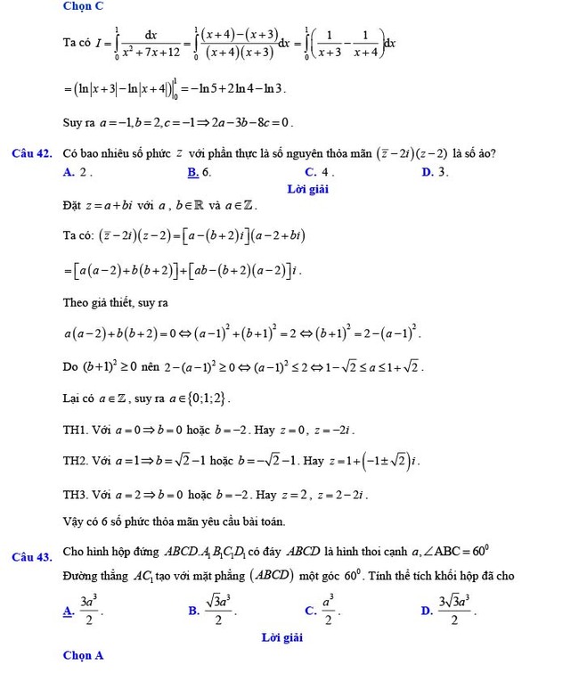 Đề thi thử THPT Quốc gia 2022 môn Toán Đề số 25