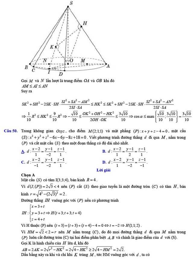 Đề thi thử THPT Quốc gia 2022 môn Toán Đề số 25
