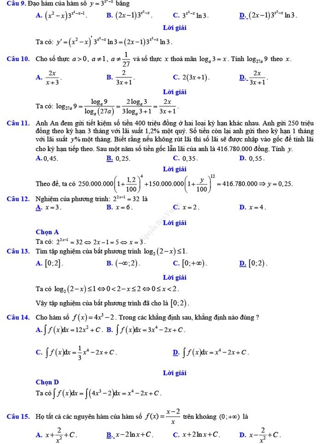 Đề thi thử THPT Quốc gia 2022 môn Toán Đề số 25
