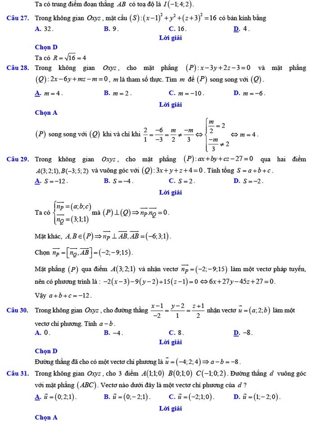 Đề thi thử THPT Quốc gia 2022 môn Toán Đề số 25