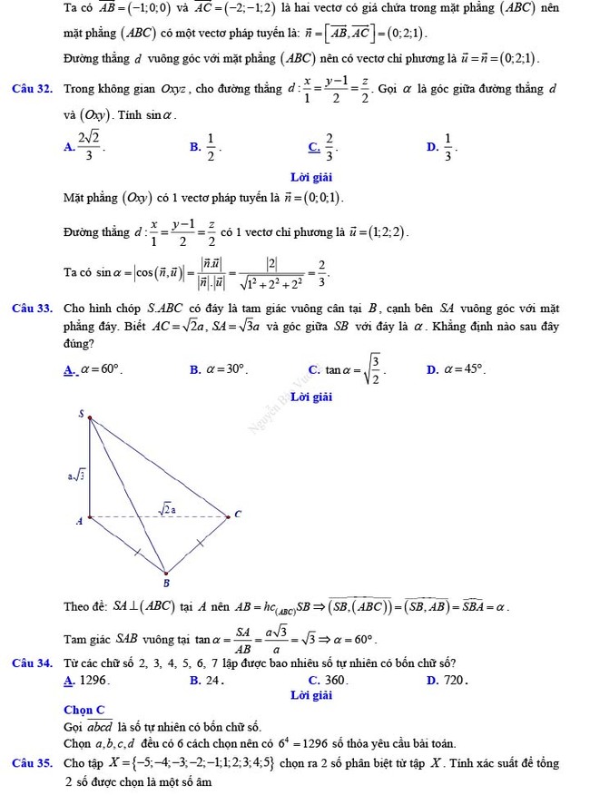 Đề thi thử THPT Quốc gia 2022 môn Toán Đề số 25