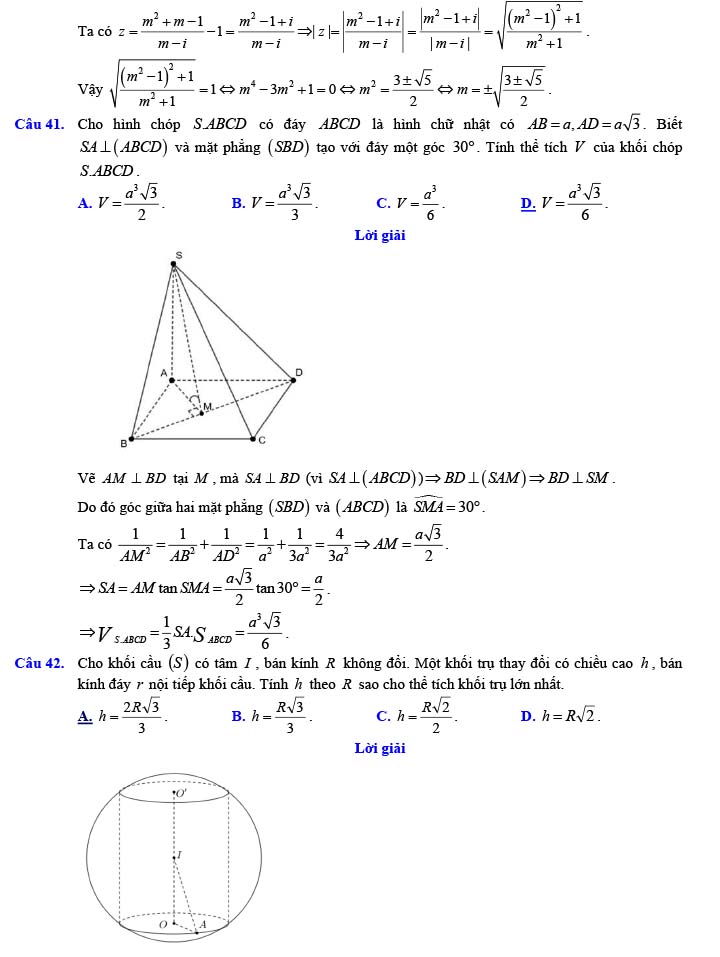 Đề thi thử THPT Quốc gia 2022 môn Toán Đề số 26
