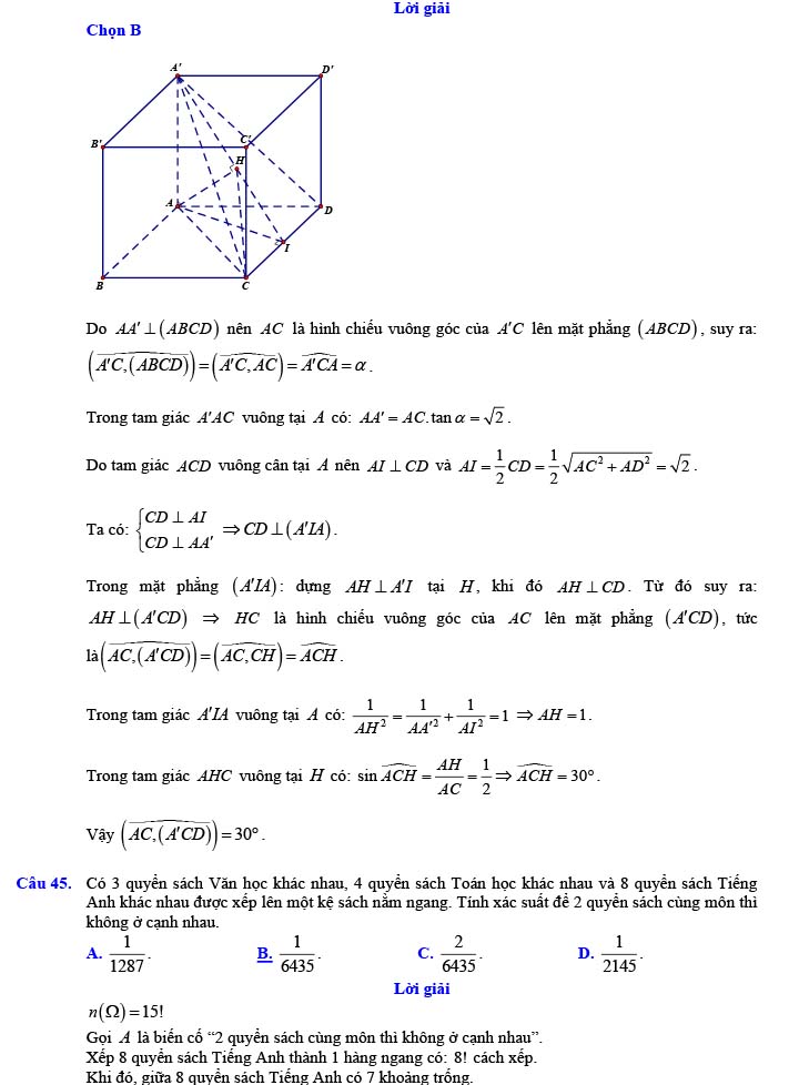 Đề thi thử THPT Quốc gia 2022 môn Toán Đề số 26