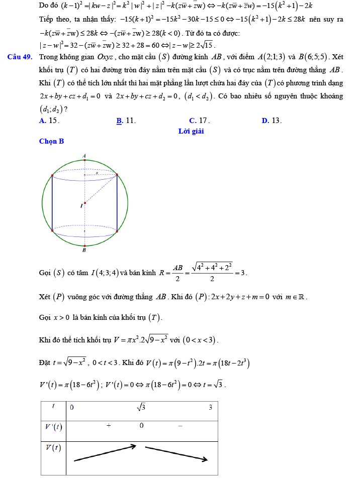 Đề thi thử THPT Quốc gia 2022 môn Toán Đề số 26