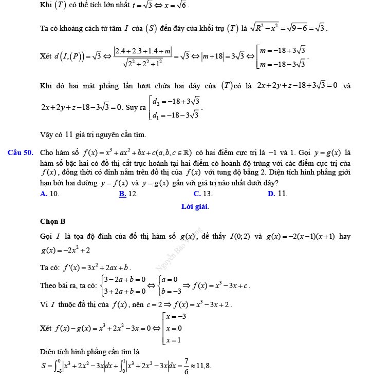 Đề thi thử THPT Quốc gia 2022 môn Toán Đề số 26