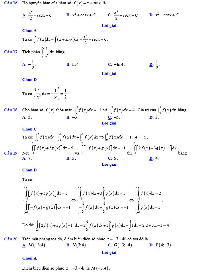 Đề thi thử THPT Quốc gia 2022 môn Toán Đề số 26