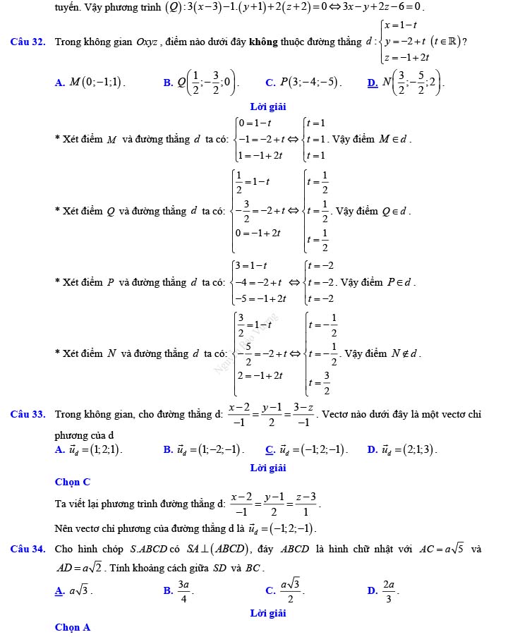 Đề thi thử THPT Quốc gia 2022 môn Toán Đề số 26