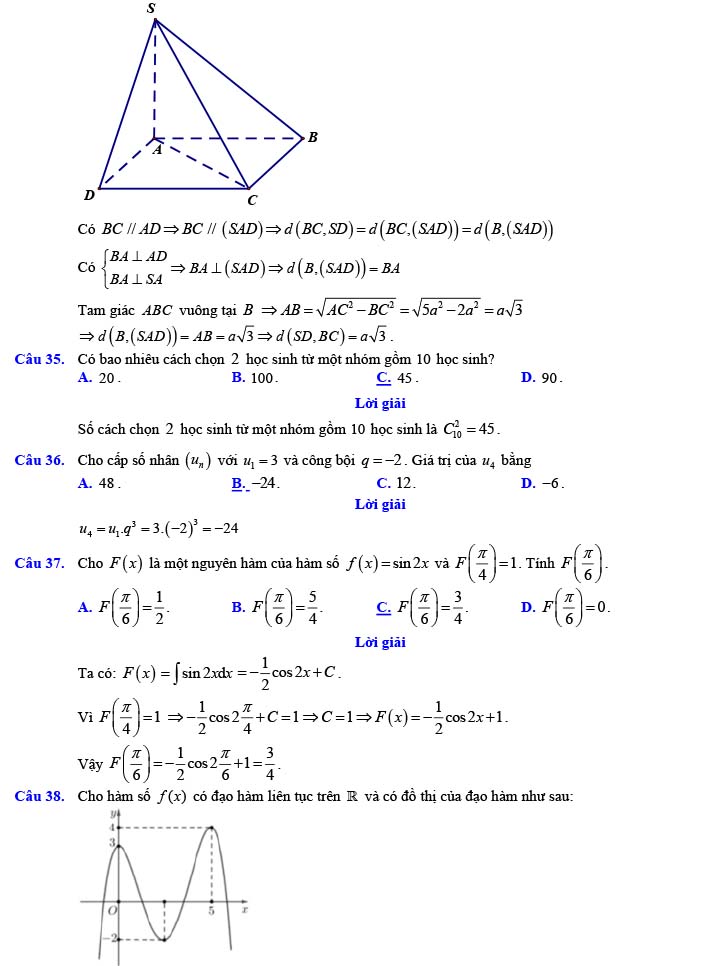 Đề thi thử THPT Quốc gia 2022 môn Toán Đề số 26