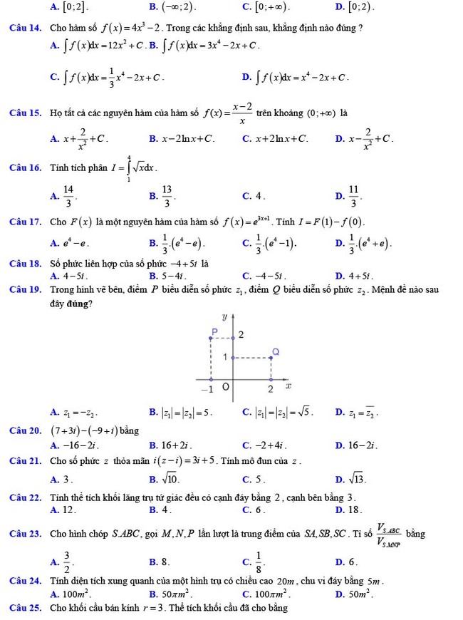 Đề thi thử THPT Quốc gia 2022 môn Toán Đề số 25