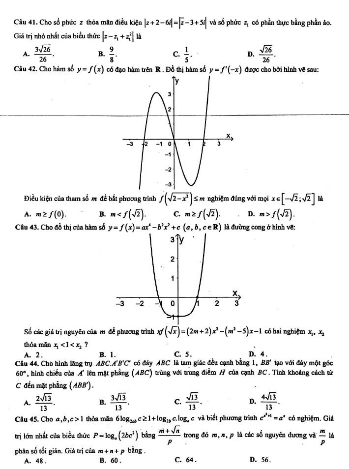 Đề thi thử THPT Quốc gia 2022 môn Toán Sở GD&ĐT Nghệ An