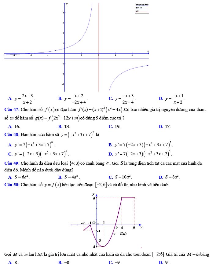 Đề thi thử THPT Quốc gia 2022 môn Toán Trần Phú - Vĩnh Phúc (lần 1)