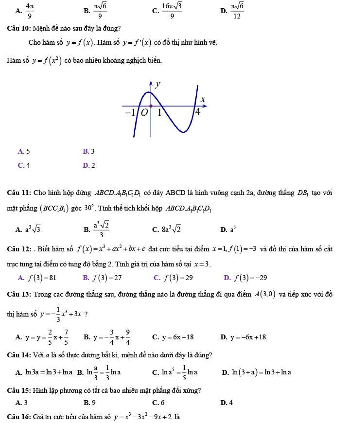 Đề thi thử THPT Quốc gia 2022 môn Toán Đề số 27