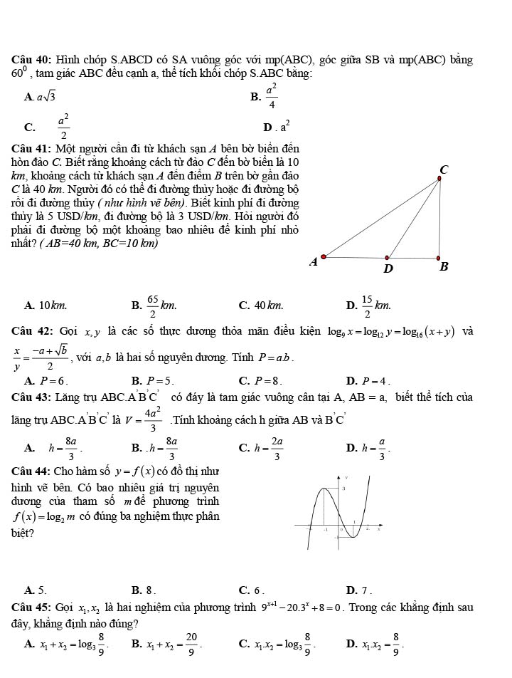 Đề thi thử THPT Quốc gia 2022 môn Toán Đề số 28