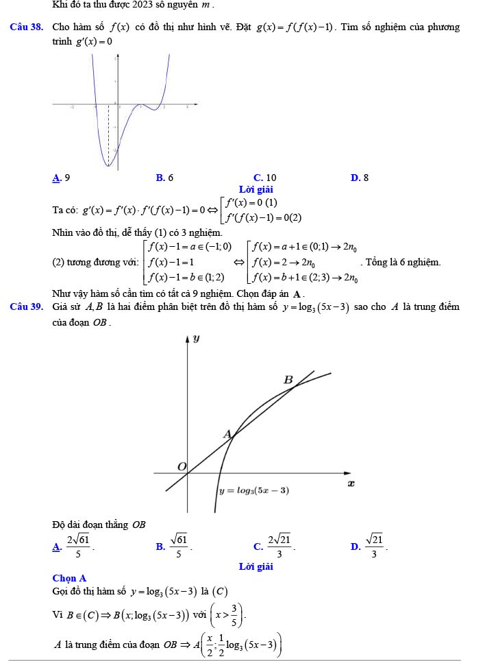 Đáp án đề thi thử THPT Quốc gia 2022 môn Toán Đề số 22