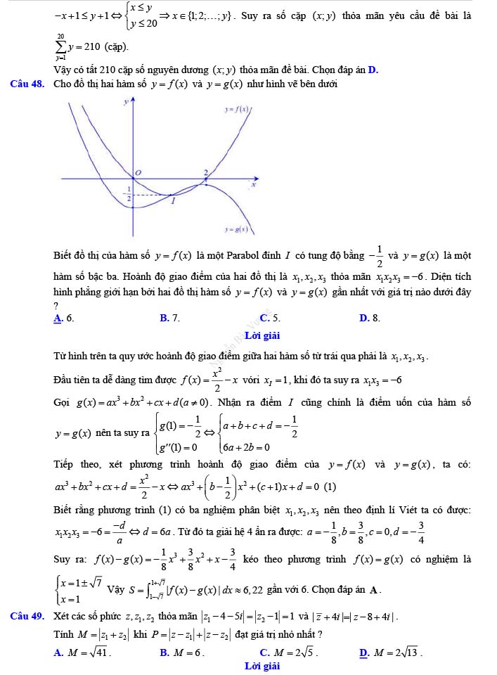 Đáp án đề thi thử THPT Quốc gia 2022 môn Toán Đề số 22