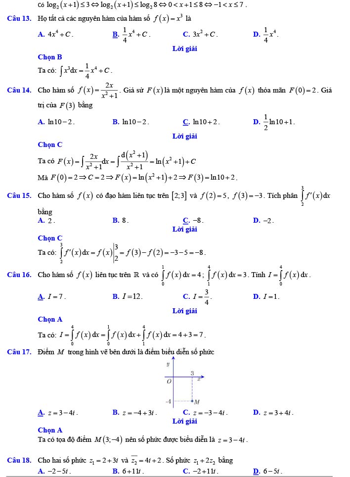 Đáp án đề thi thử THPT Quốc gia 2022 môn Toán Đề số 22