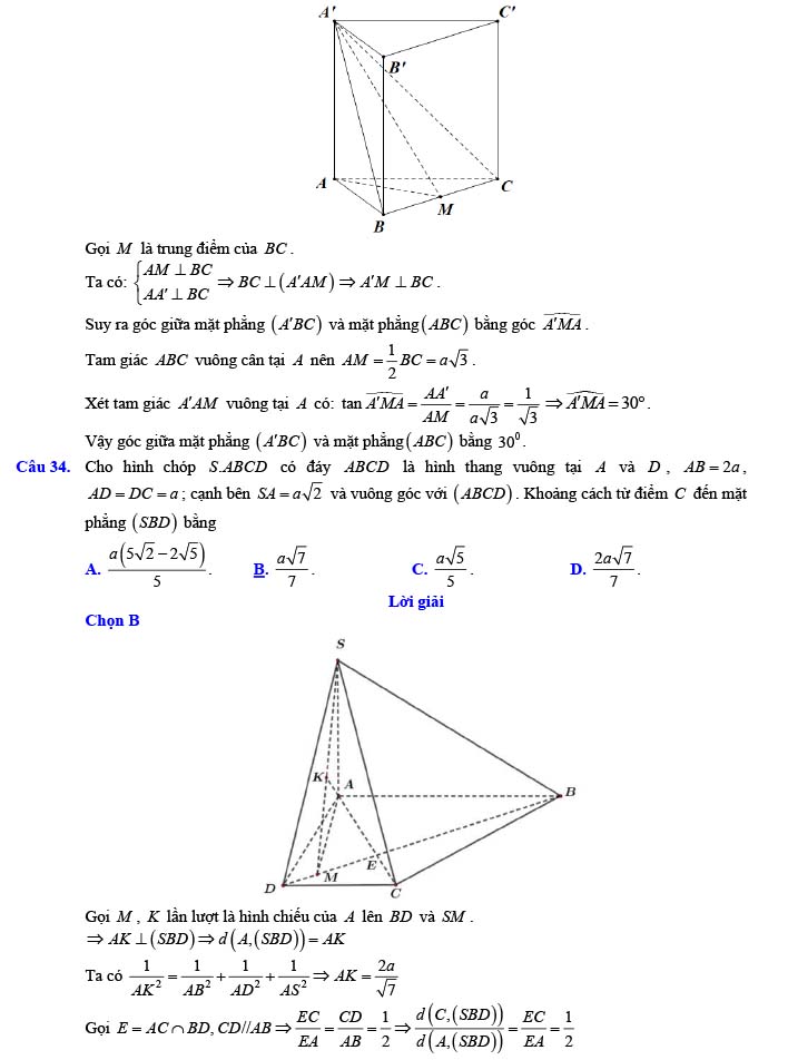 Đáp án đề thi thử THPT Quốc gia 2022 môn Toán Đề số 22