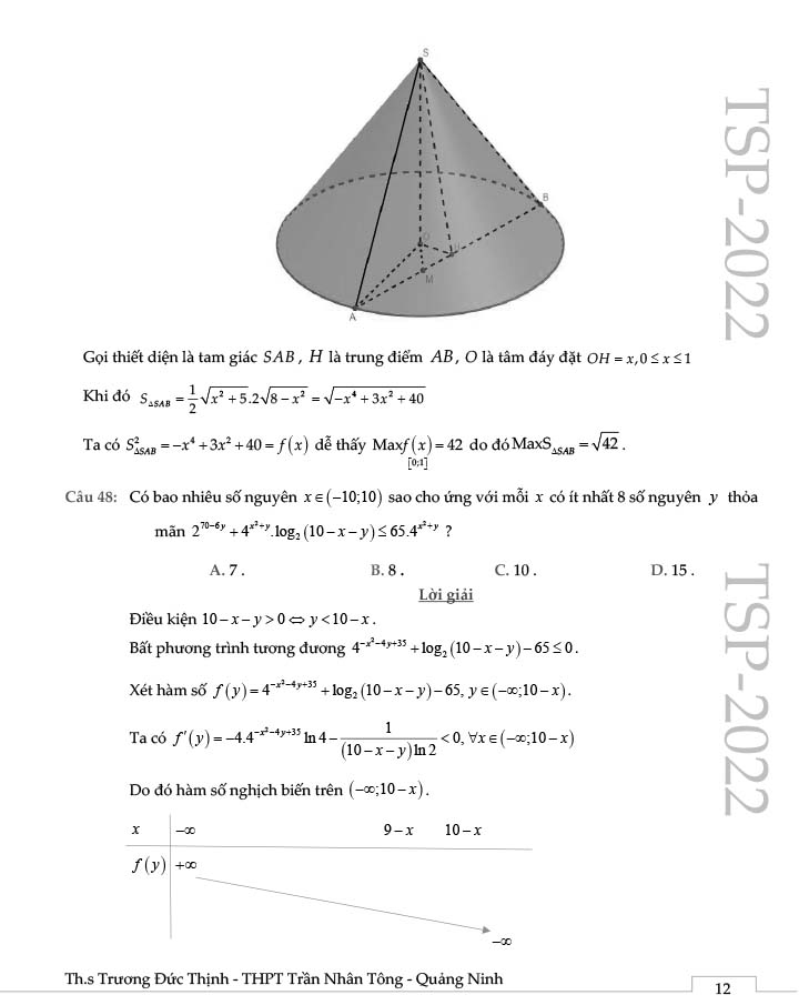 Đề thi thử THPT Quốc gia 2022 môn Toán Đông Triều - Quảng Ninh