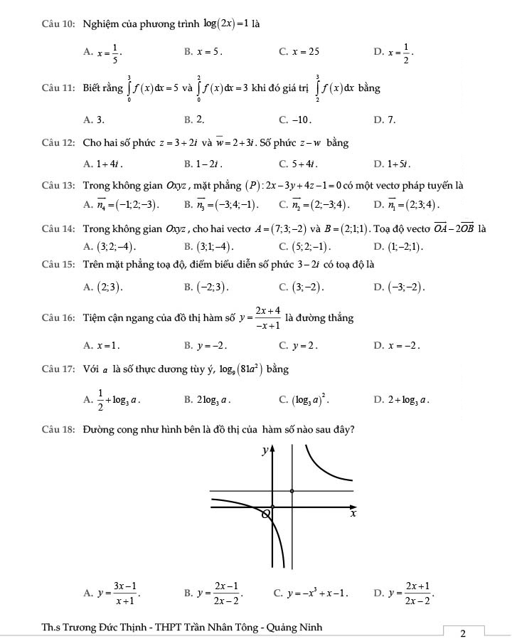 Đề thi thử THPT Quốc gia 2022 môn Toán Đông Triều - Quảng Ninh