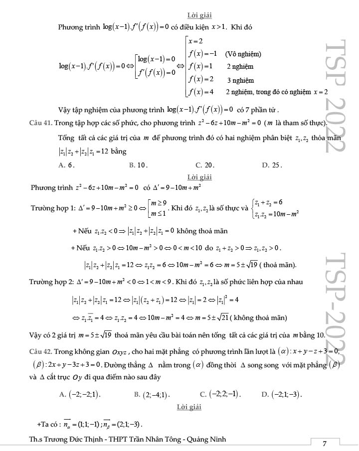 Đề thi thử THPT Quốc gia 2022 môn Toán Đông Triều - Quảng Ninh
