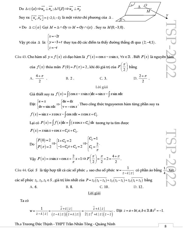 Đề thi thử THPT Quốc gia 2022 môn Toán Đông Triều - Quảng Ninh
