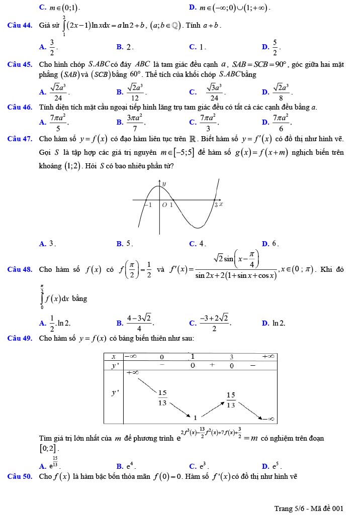 Đề thi thử THPT Quốc gia 2022 môn Toán Lê Lai - Thanh Hóa (lần 2)